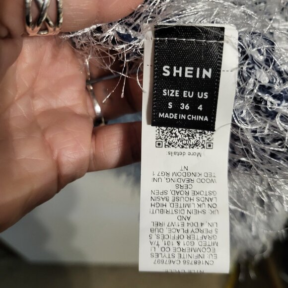 WOMANS SHEIN OPEN FRONT EYELASH PLUSH FUZZY SWEATER CARDIGAN SZ S - Picture 4 of 6